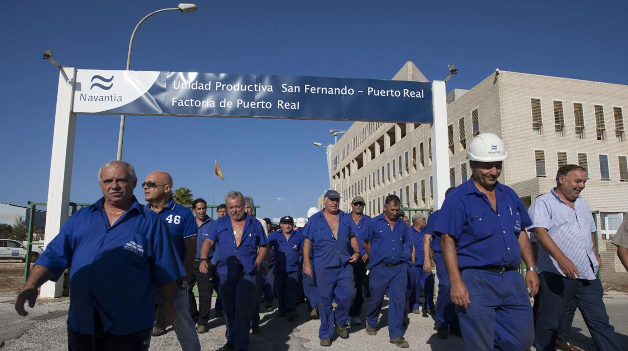 Imagen de archivo de una de las movilizaciones de la plantilla de Puerto Real