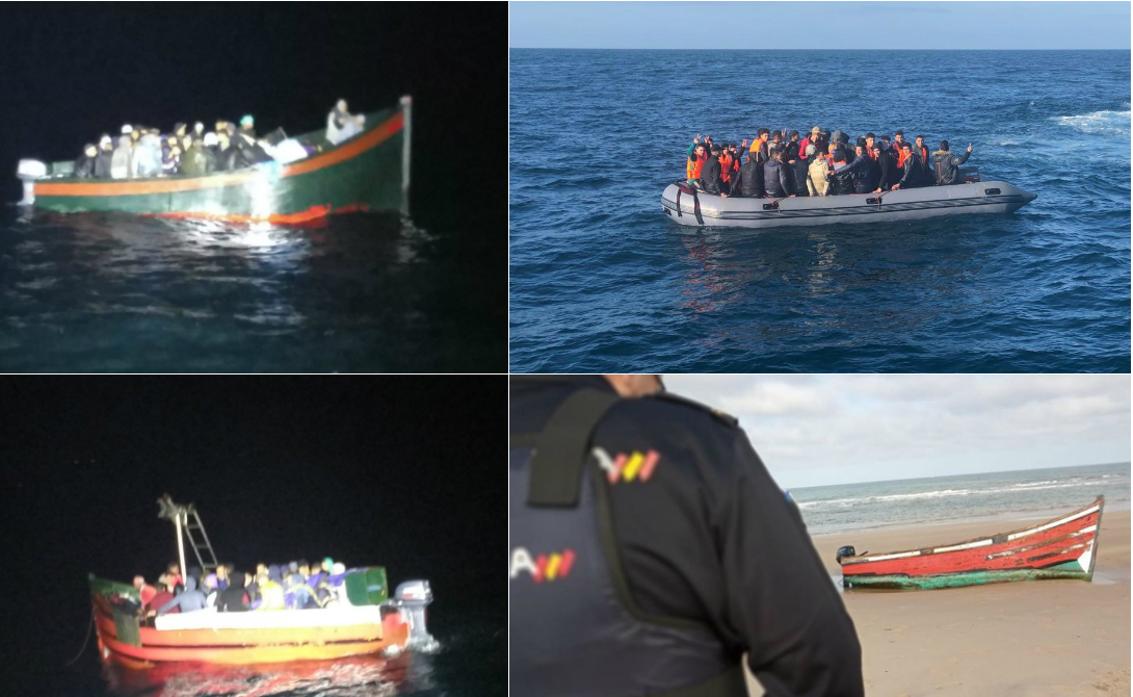 Más de 200 inmigrantes llegan a las costas de Cádiz en patera en unas horas