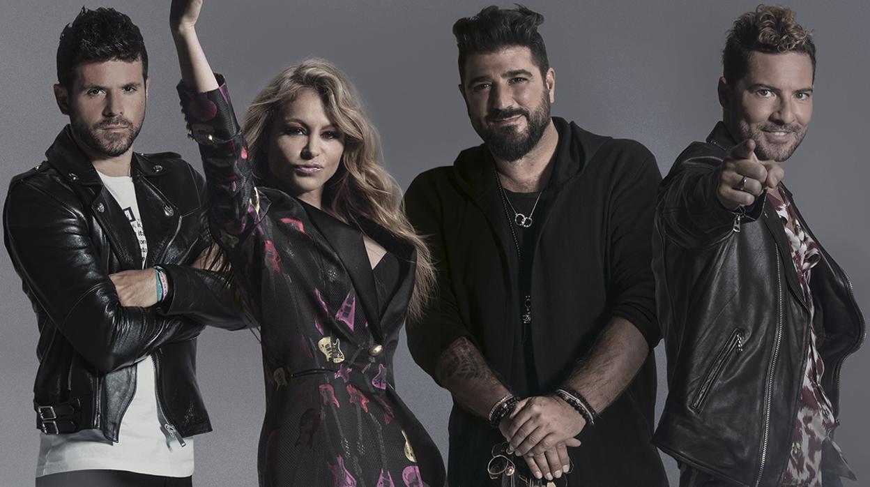 Pablo López, Paulina Rubio, Antonio Orzco y David Bisbal en LA VOZ