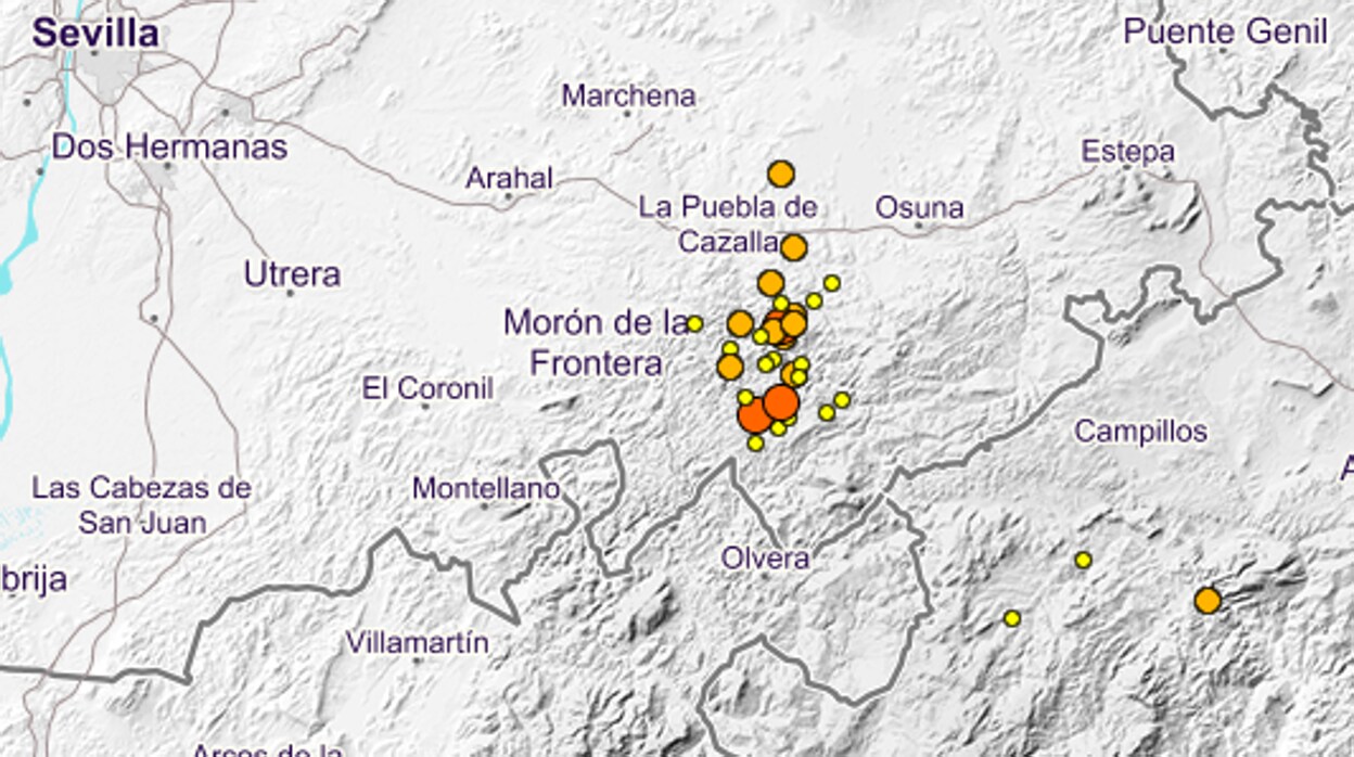 Actividad sismográfica recogida por el Instituto Geográfico Nacional en las últimas 24 horas en la provincia de Sevilla