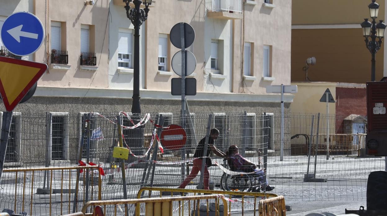 Obras en el Campo del Sur por la implantación de las bandas de rodadura.