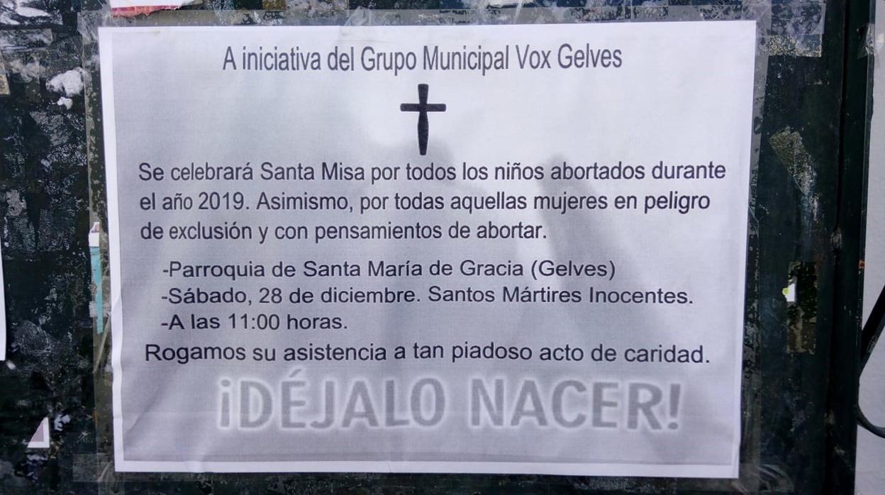 Cartel del acto de Vox en Gelves