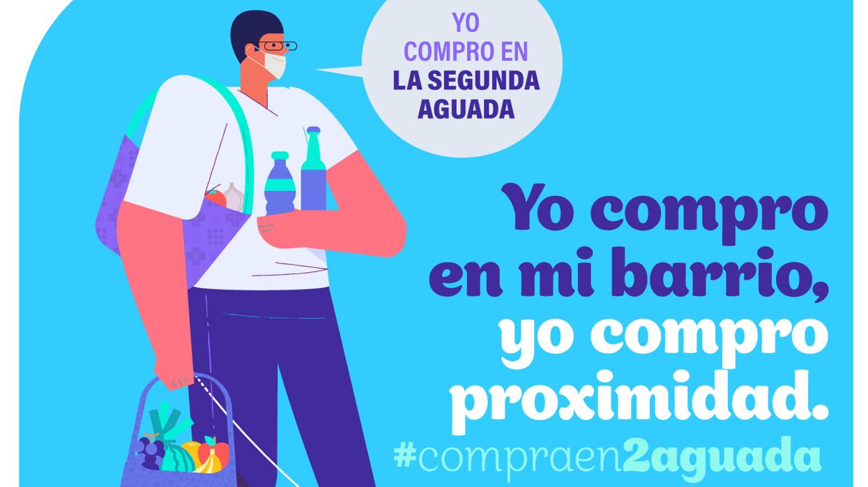 Uno de los carteles de la campaña para apoyar al comercio del barrio.