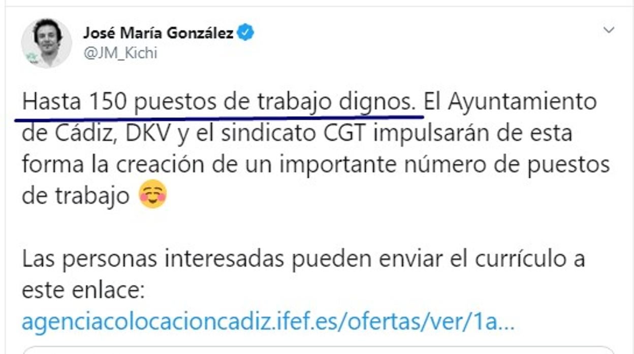 Mensaje de Kichi sobre los puestos de trabajo en Global Center