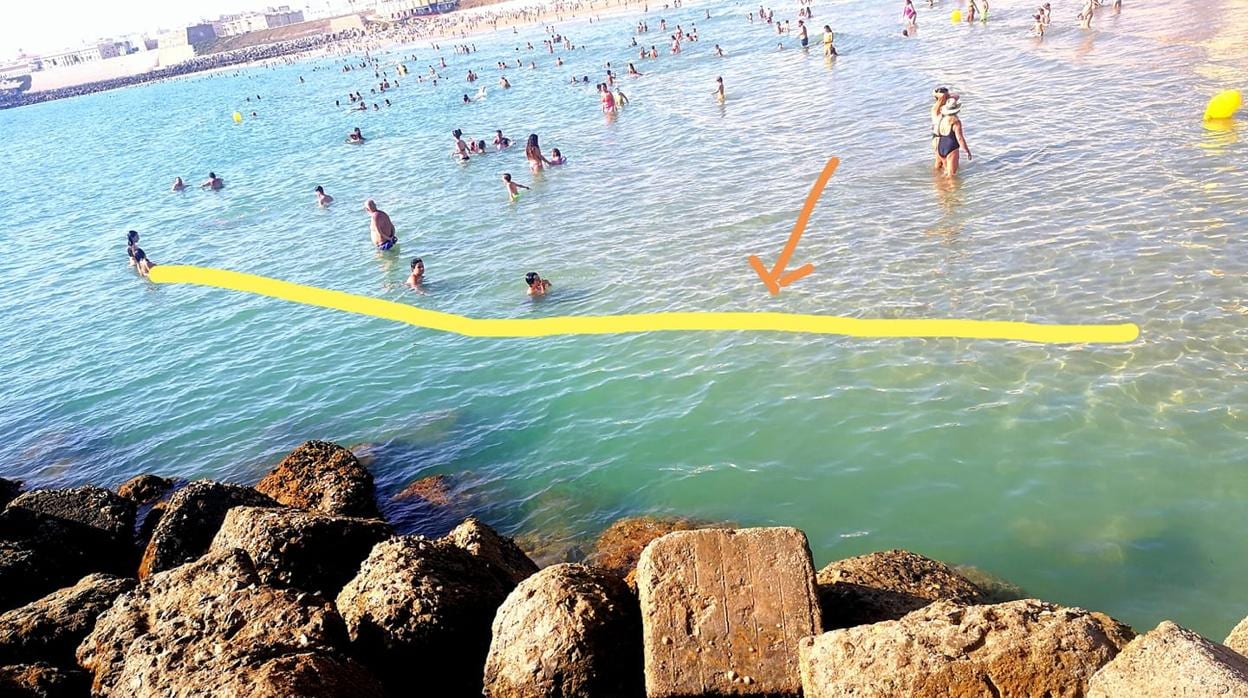 Zona de la playa de Santa María del Mar donde se encuentra el peligro.