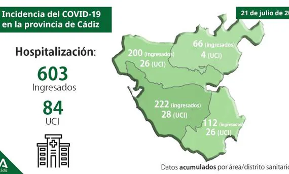 Hospitalizados por Covid en la provincia. Fuente: Junta de Andalucía