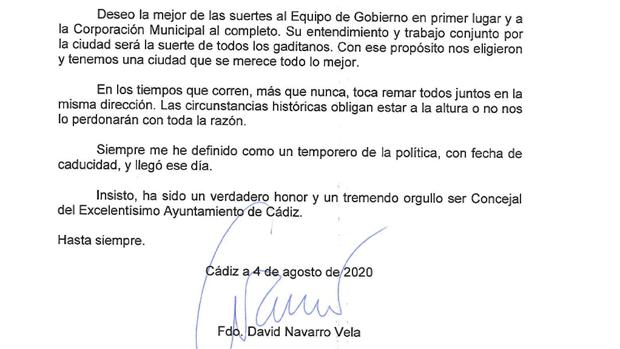 Lee la carta de despedida de David Navarro, completa