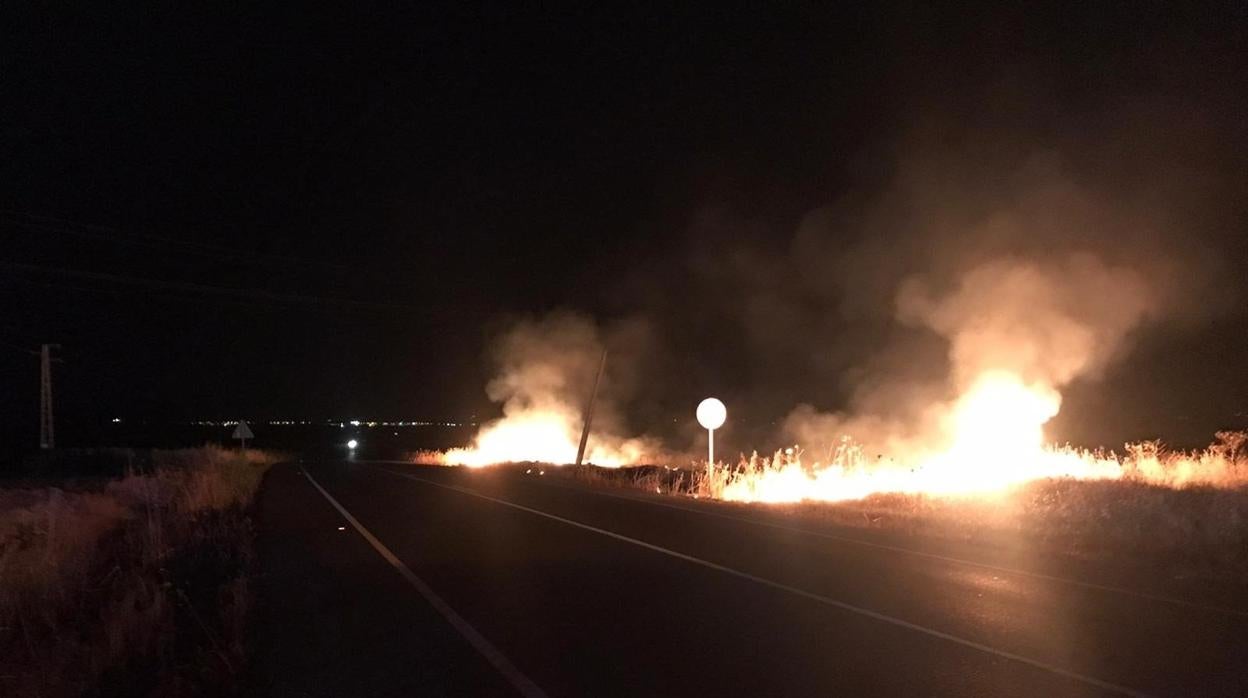 Uno de los incendios registrado la madrugada del día 8 en Alcalá del Río