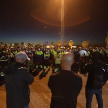 Trabajadores durante la protesta en el astillero de Puerto Real.