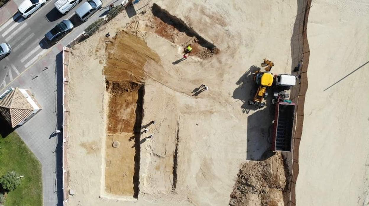 Imagen aérea de la excavación.
