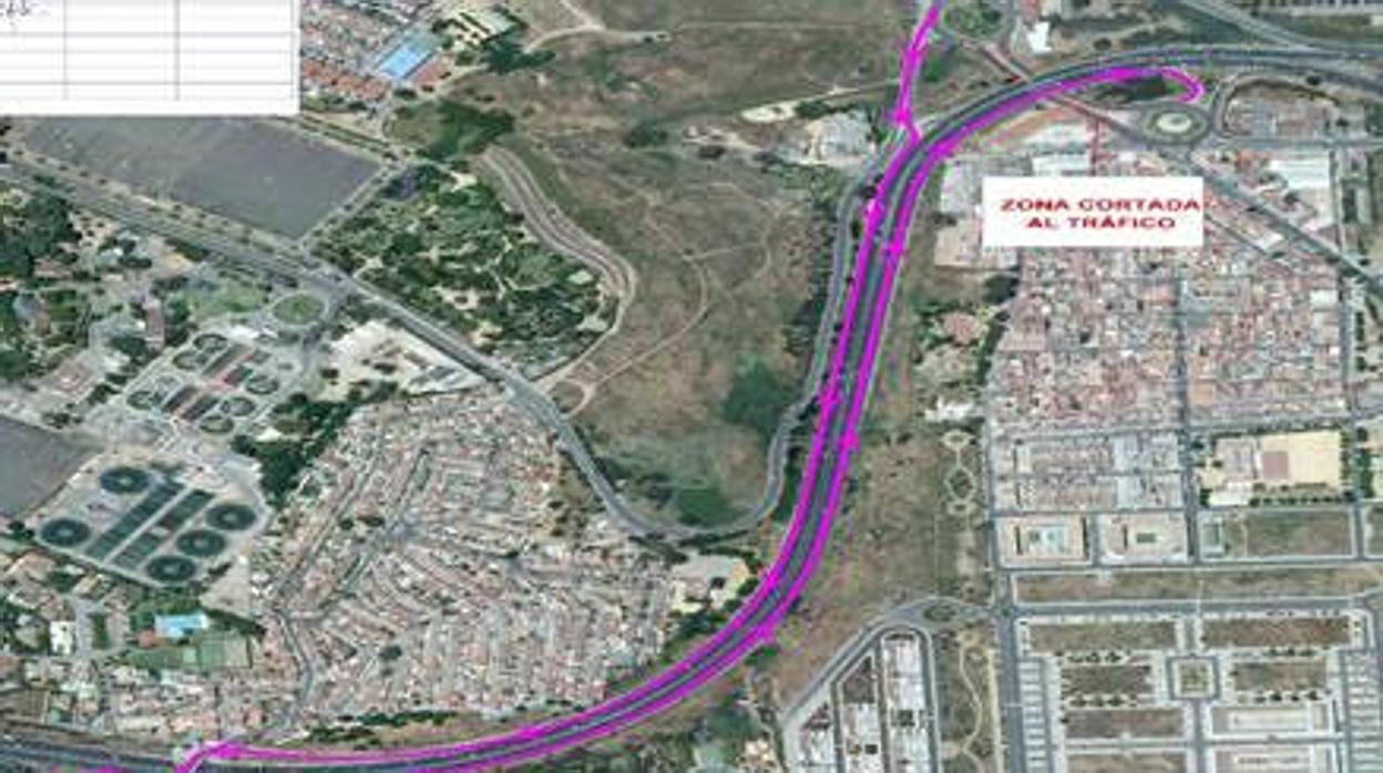 Plano del corte de la N-630 entre el 4 y el 5 de noviembre por las obras de remodelación del nudo de la Pañoleta