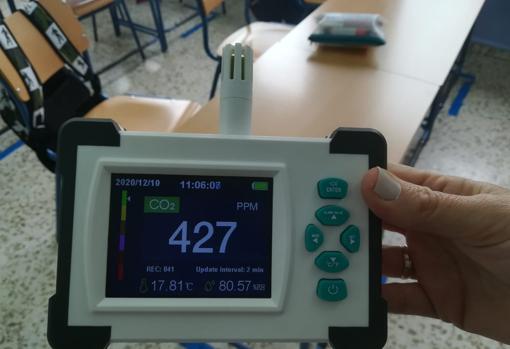 Las mediciones de CO2 en el interior de una de las aulas