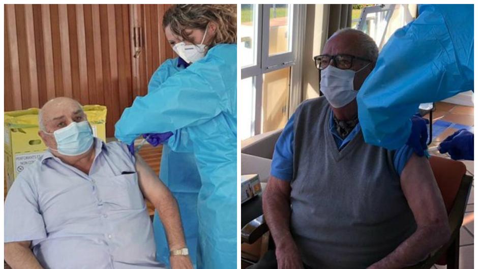 Esteban y Antonio, los primeros mayores que reciben la vacuna en Cádiz: «No duele nada»