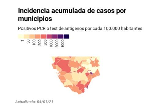 Incidencia acumulada en Cádiz por municipios