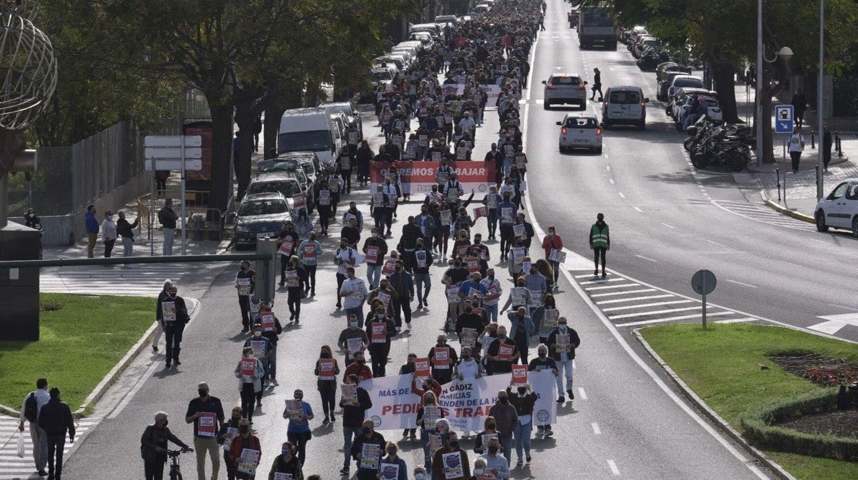 Protesta de los hosteleros el pasado mes de noviembre en la ciudad.