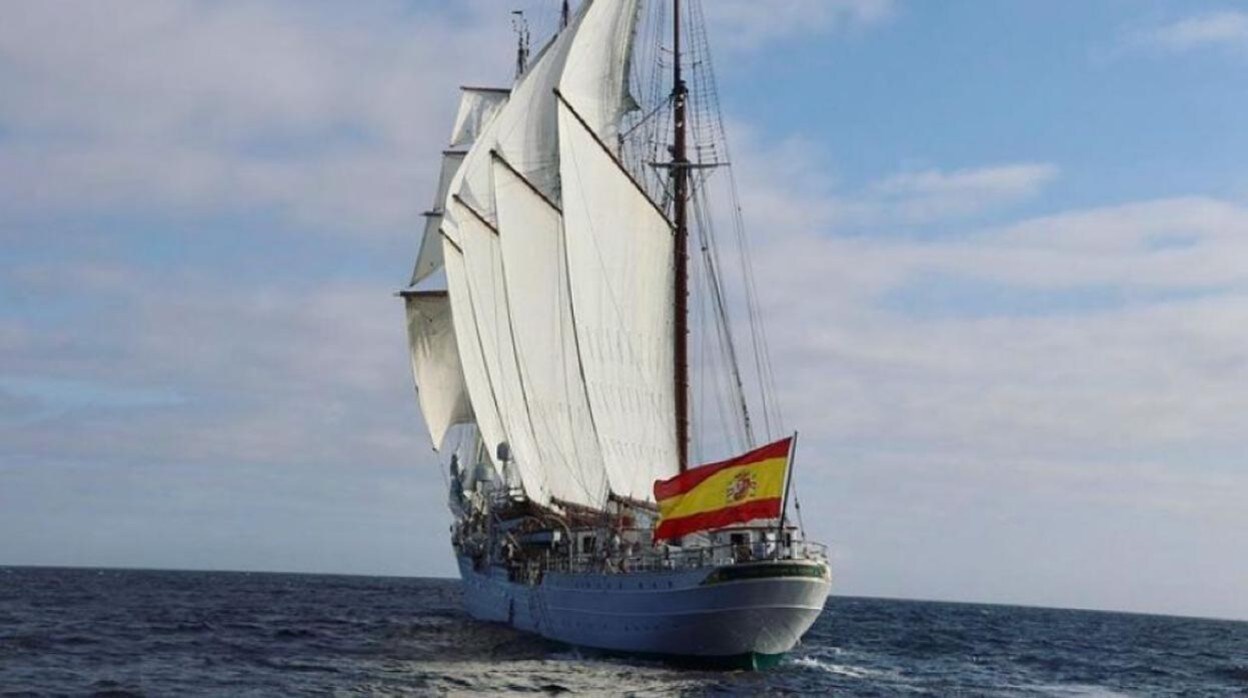 El Juan Sebastián de Elcano durante el crucero de instrucciónque se encuentra realizando actualmente.