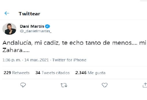 Dani Martín: «Mi Cádiz, te echo tanto de menos.... mi Zahara»