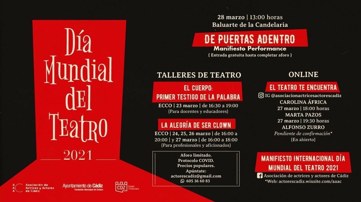 Cádiz celebra el Día Mundial del Teatro con actividades y un acto reivindicativo el 28 de marzo