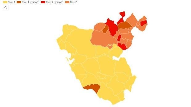 La incidencia del coronavirus en los municipios de la provincia de Cádiz justo antes de la reunión de expertos