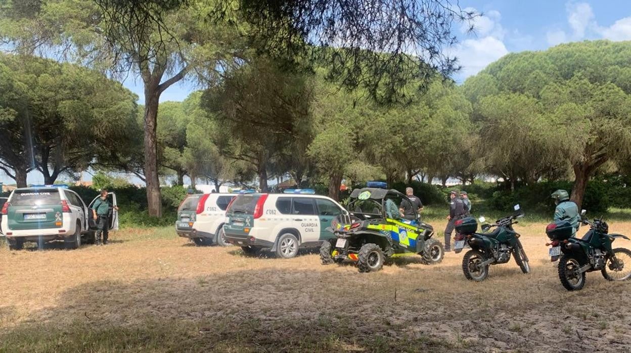 Dispositivo de la Guardia Civil en el Pinar de Roche