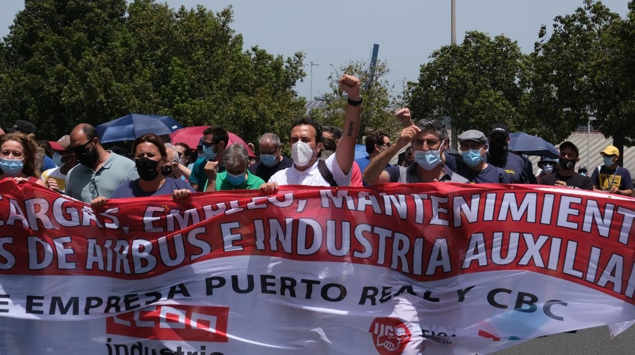 Kichi, en la manifestación de Airbus.