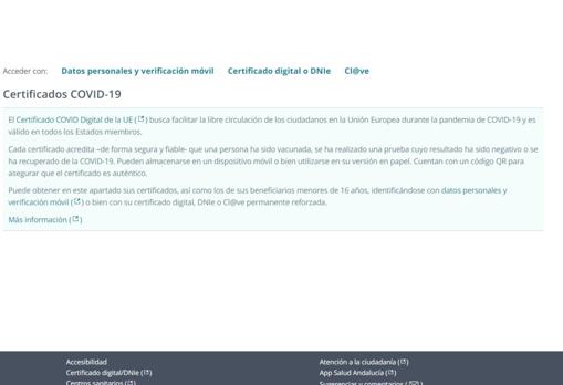Certificado COVID-19 en Andalucía en ordenador
