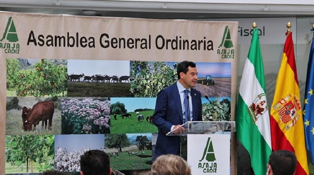 Un instante de la intervención del presidente de la Junta de Andalucía