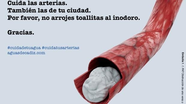 Aguas de Cádiz presenta la campaña ‘Cuida tus arterias’ para advertir sobre el mal uso de las toallitas higiénicas