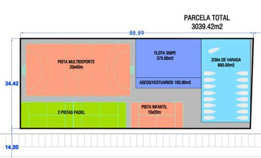 Plano de las instalaciones deportivas que se proyectan por parte del club.