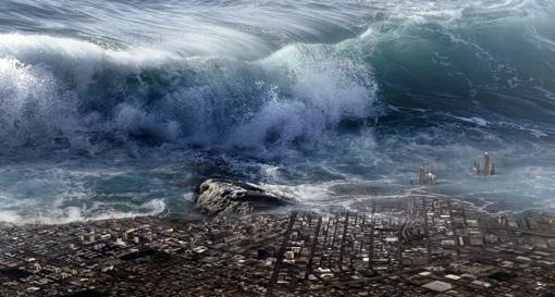 Montaje de un tsunami