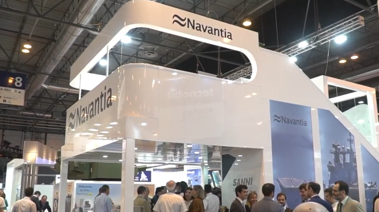 Stand de Navantia en la feria de FEINDEF, que se celebra en Madrid y donde ha tenido lugar el acuerdo con Fincantieri