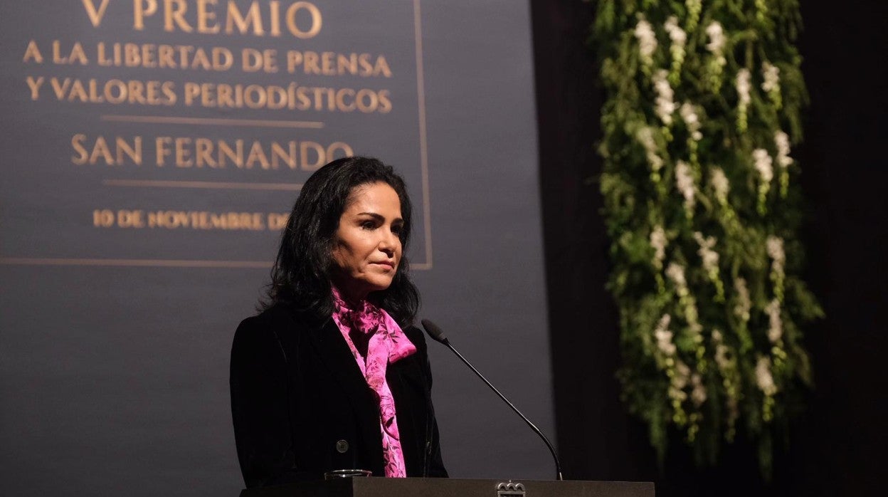 Lydia Cacho durante su discurso durante la ceremonia en San Fernando