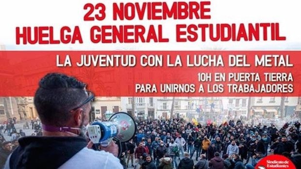 Los Estudiantes de Cádiz van a la huelga en apoyo a los trabajadores del Metal