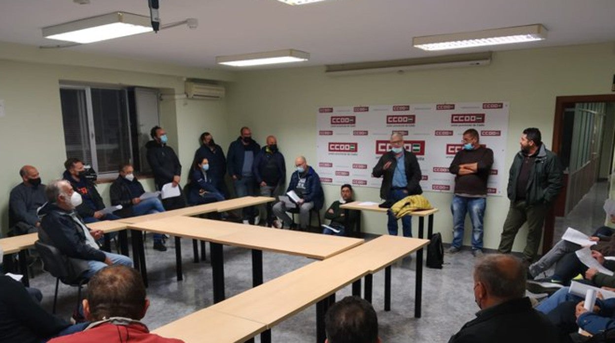 Imagen de la reunión en la sede de CCOO