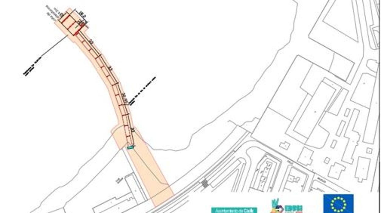 Plano del proyecto de la pasarela. Fuente: Ayuntamiento de Cádiz.