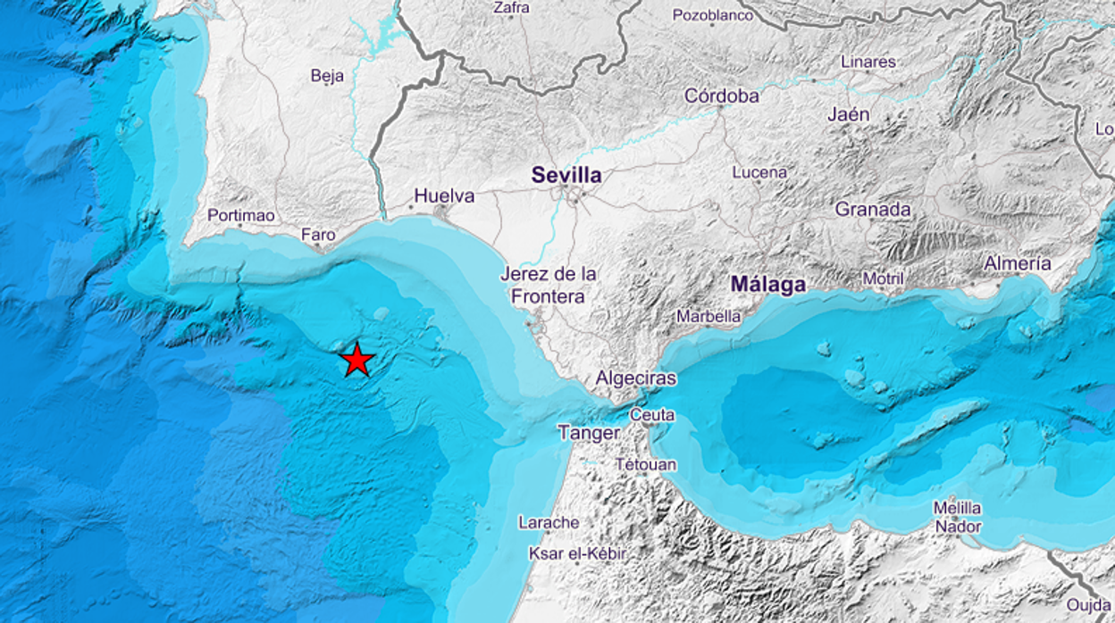 Mapa con indicación del lugar del terremoto.