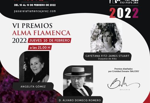 La Pasarela Flamenca de Jerez 2022 premiará a la duquesa de Alba, Álvaro Domecq y Angelita Gómez