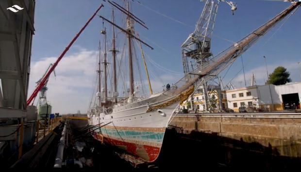 Vídeo: Puesta a punto de Elcano en Navantia antes de emprender su 94º crucero de instrucción