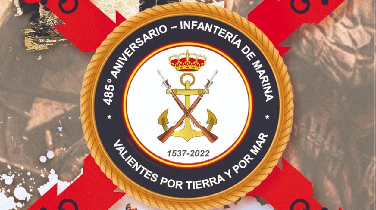 Parte del cartel del 485 aniversario de la Infantería de Marina.