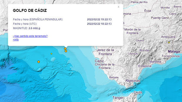 El Golfo de Cádiz registra tres terremotos en apenas diez horas