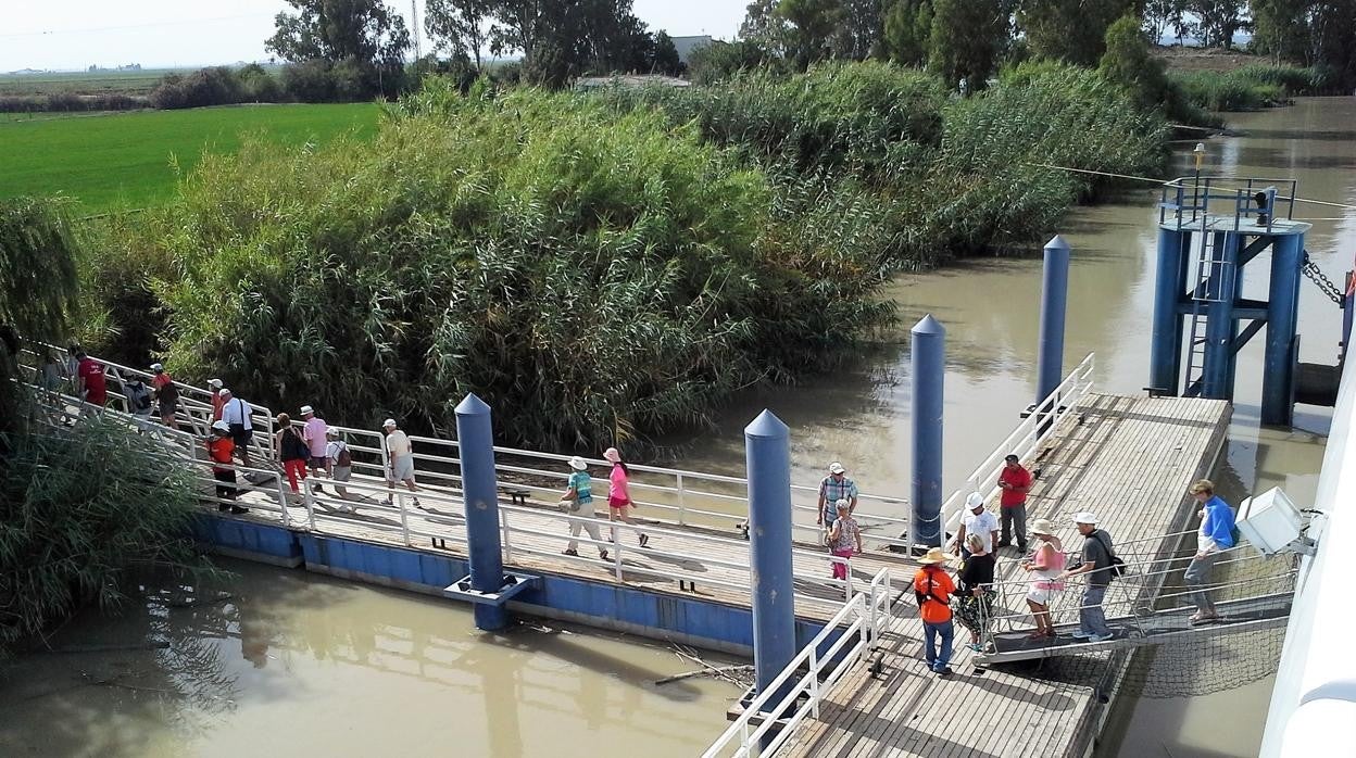 Llegada de cruceristas al pantalán de Isla Mínima