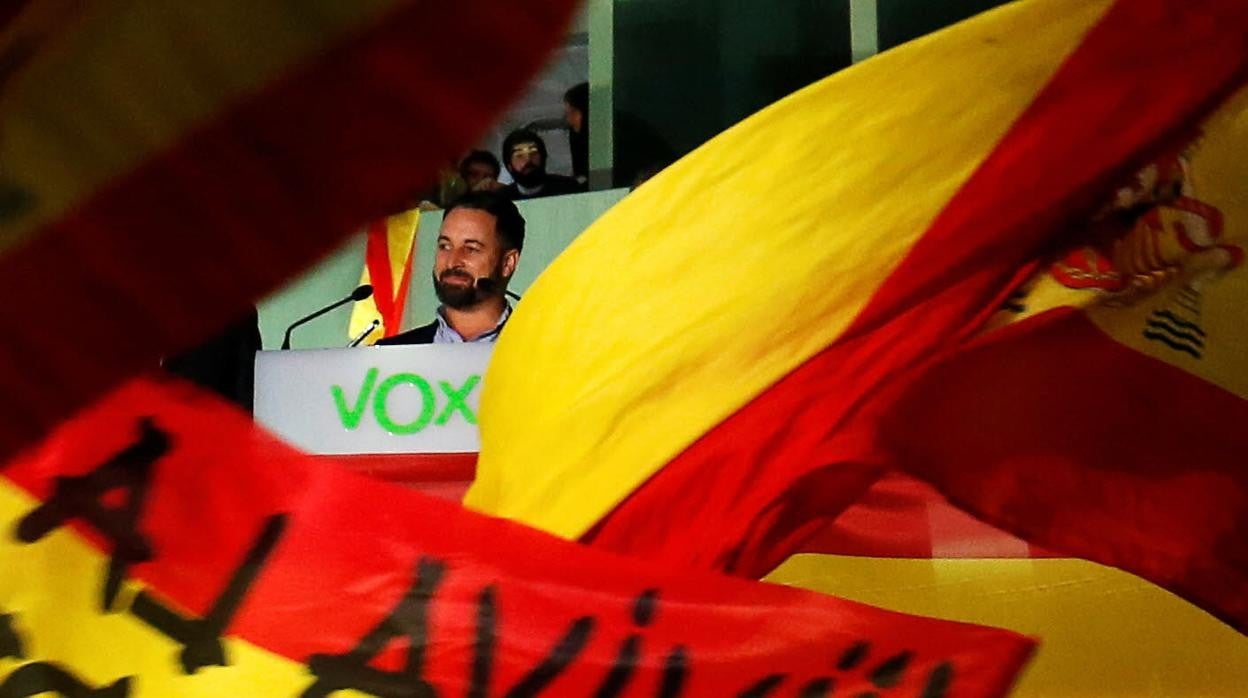 Santiago Abascal durante un mitin en la última camapaña electoral