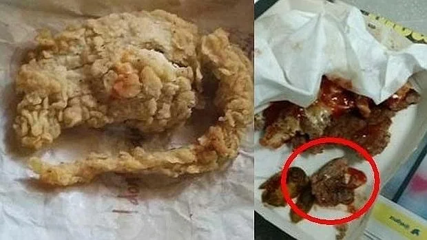 A la izquierda de la imagen, la «rata» aparecida en un menú del KFC. A la derecha, la del McDonald's