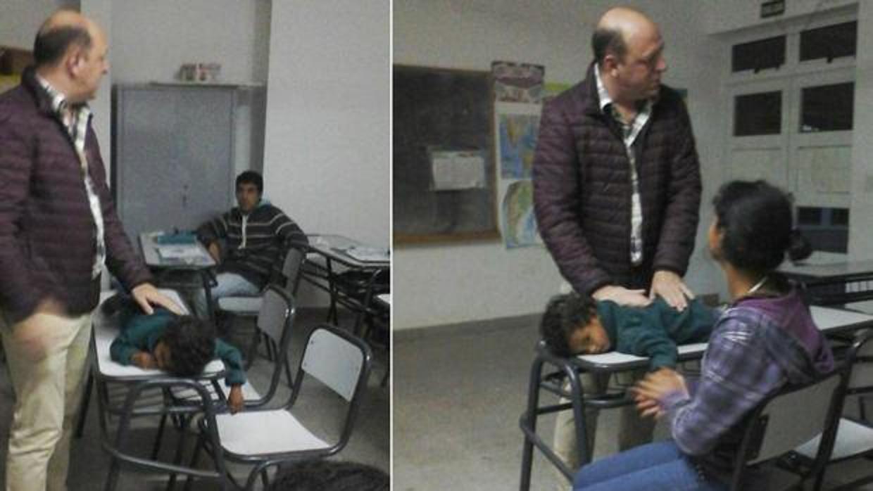 Facebook: Un profesor duerme al hijo de una alumna para que ella pueda atender en clase