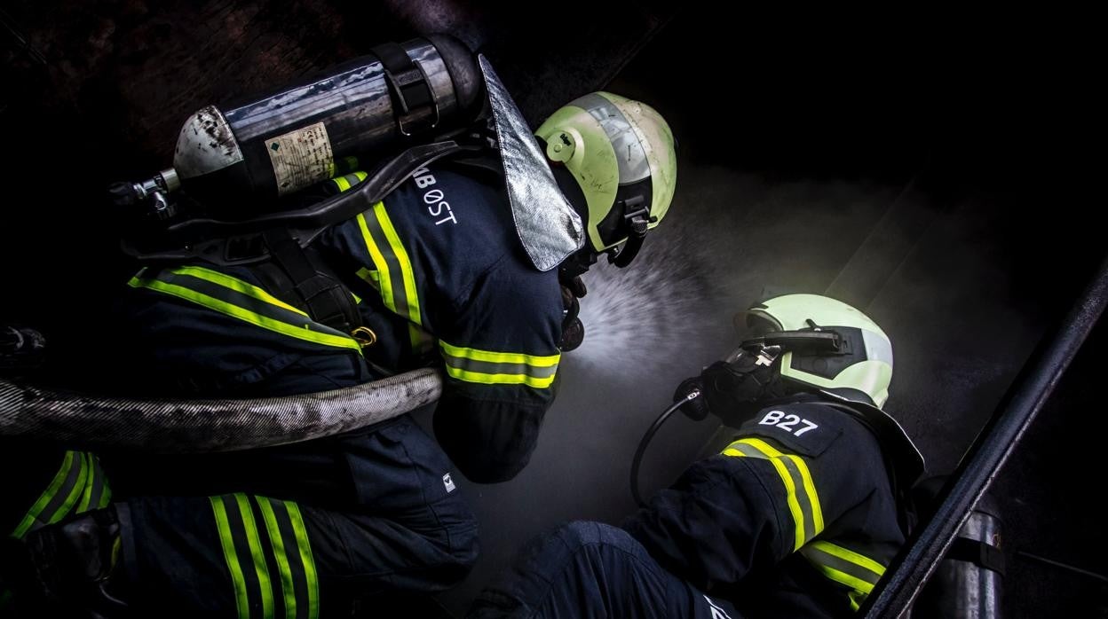 La vital maniobra de unos bomberos para salvar a un perro atrapado en una puerta metálica