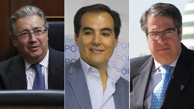El ministro del Interior, Juan Ignacio Zoido, el exalcalde de Córdoba, José Antonio Nieto y el concejal Gregorio Serrano