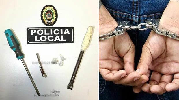 Las herramientas y drogas que portaba el detenido por la Policía Local de Sevilla
