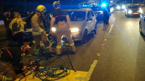 El servicio de Bomberos estabilizó el vehículo para que el animal pudiese respirar