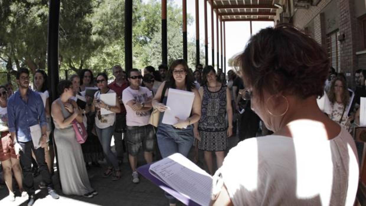 Un grupo de aspirantes en las pruebas para Primaria del año pasado