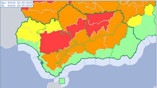 Aviso rojo por calor en campiñas sevillana y cordobesa y Valle Guadalquivir